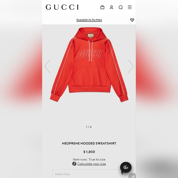 NWOT Men Gucci Neoprene Hooded Sweatshirt - Sold Out Size - Picture 2 of 5